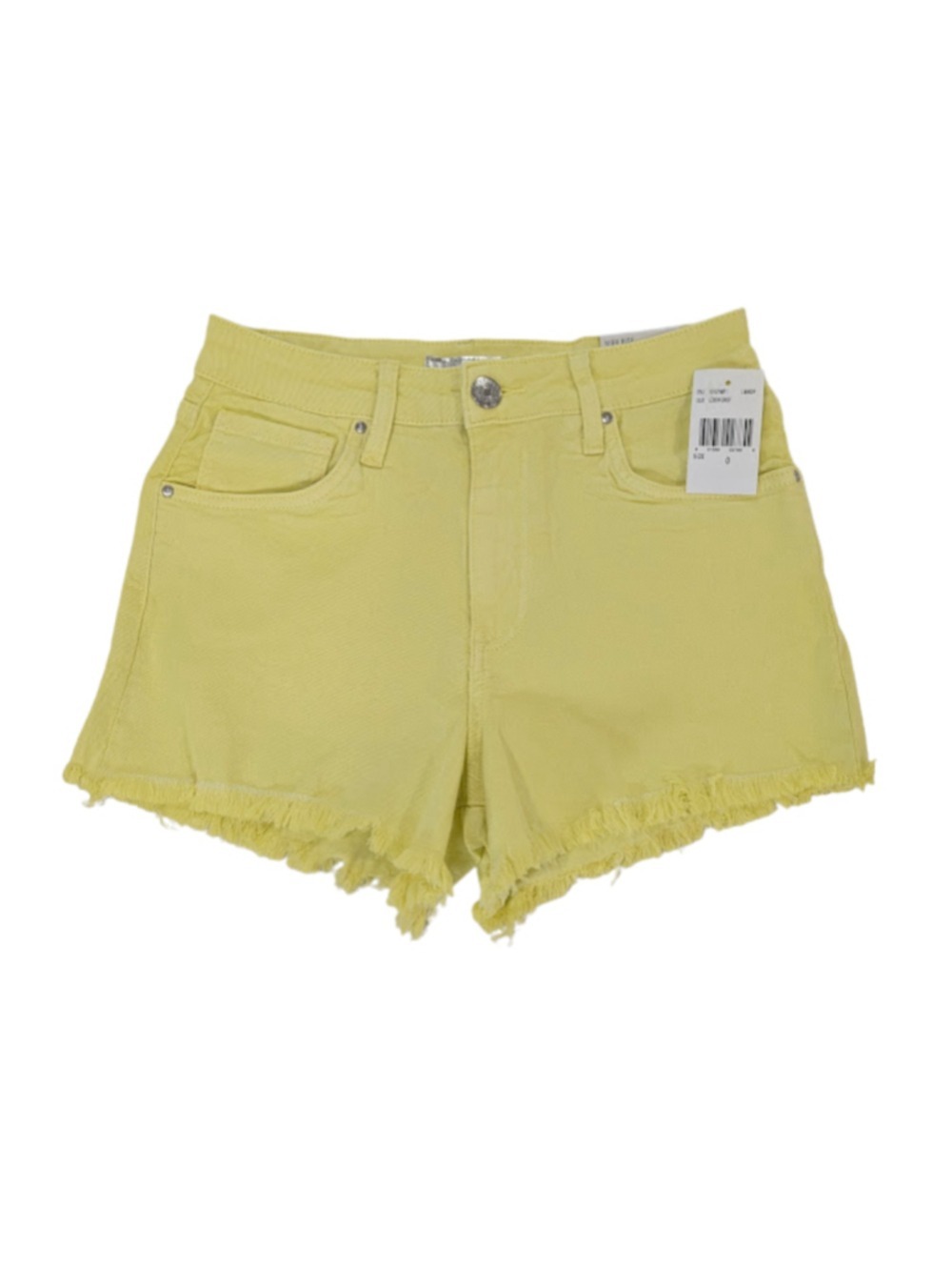 KUT From The Kloth Jane High Rise Shorts Size 0 NWT Yellow Frayed Raw Hem
